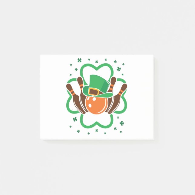 Shamrock Bowling Bowlareare St. Patricks Day Post-it Block (Framsida)