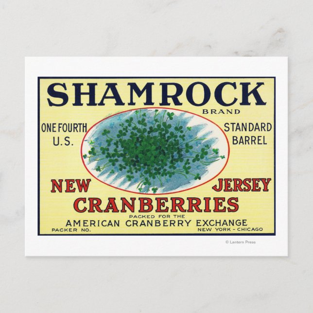 Shamrock Brand Cranberry Label Vykort (Framsida)