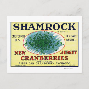 Shamrock Brand Cranberry Label Vykort