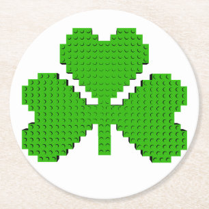 Shamrock Byggande Blocks Teckning Underlägg Papper Rund