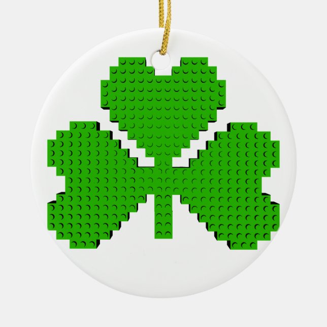 Shamrock Byggnadsblock Ritning Julgransprydnad Keramik (Framsidan)
