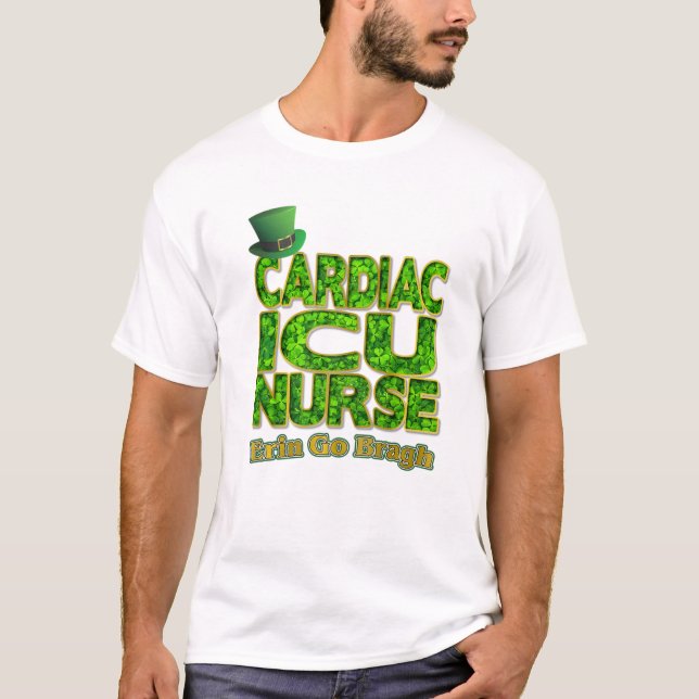Shamrock Cardiac ICU Nurse T Shirt (Framsida)