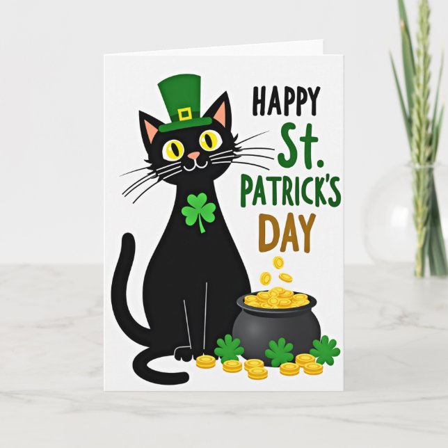 Shamrock Cat Lucky Day-kort Kort (Framsida)