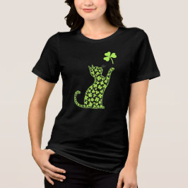 Shamrock Cat - Minimalist St. Patrick's Day T Shirt