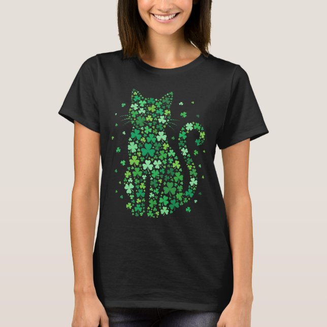 Shamrock Cat St Patricks Day Funny Irish Cats T Shirt (Framsida)