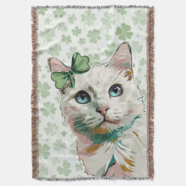 Shamrock Cat with Blue Ögon Filt
