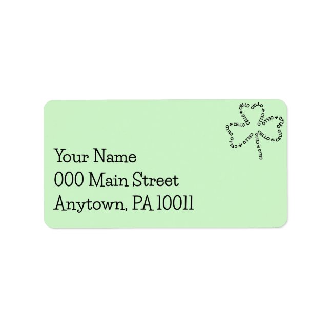 Shamrock Cello Text Adressetikett (Framsidan)