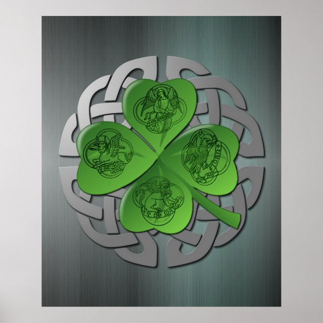 Shamrock - Celtic Knot - 4 evangelister Poster (Framsidan)