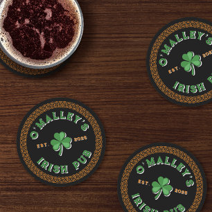 Shamrock Celtic Knot Gräns Irish Pub Underlägg Papper Rund