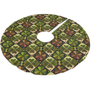 Shamrock Checkerboard Mönster Brushed Polyester T Julgransmatta Borstad Polyester