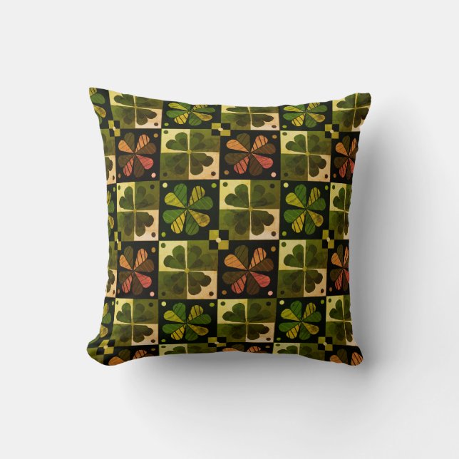 Shamrock Checkerboard Mönster Dekorativ kudde (Framsida)