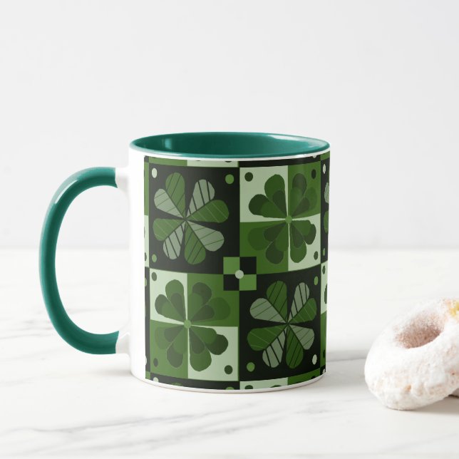 Shamrock Checkerboard Mönster Mugg (Med munk)