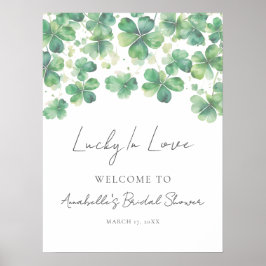 Shamrock Clover Bröllopsdusch Välkomstskylt Poster