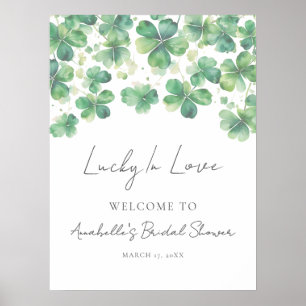 Shamrock Clover Bröllopsdusch Välkomstskylt Poster