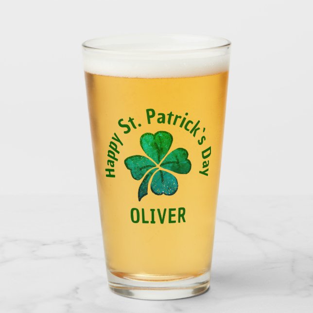 Shamrock Clover Grön St. Patrick`s Day  Glaskopp (Framsida fylld)
