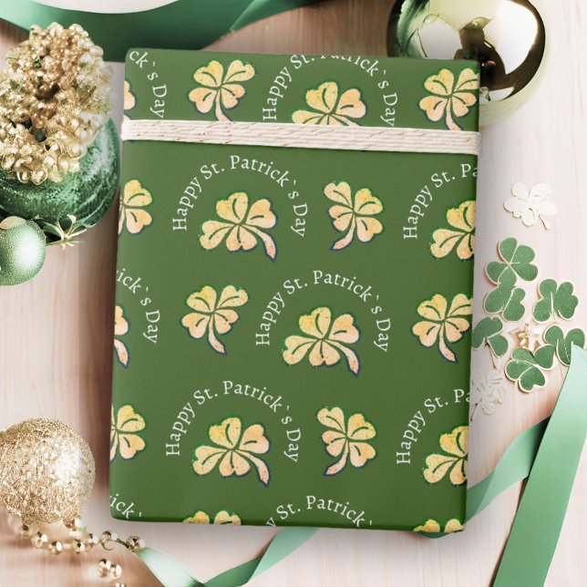 Shamrock Clover Grön St. Patrick`s Day Presentpapper (Skapare uppladdad)