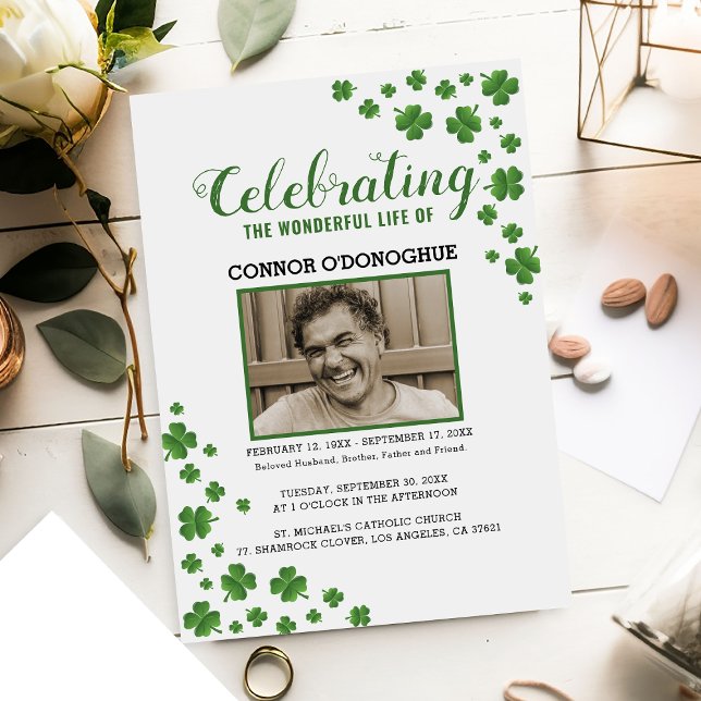 Shamrock Clover Memorial | Irländsk begravning Inbjudningar (Skapare uppladdad)