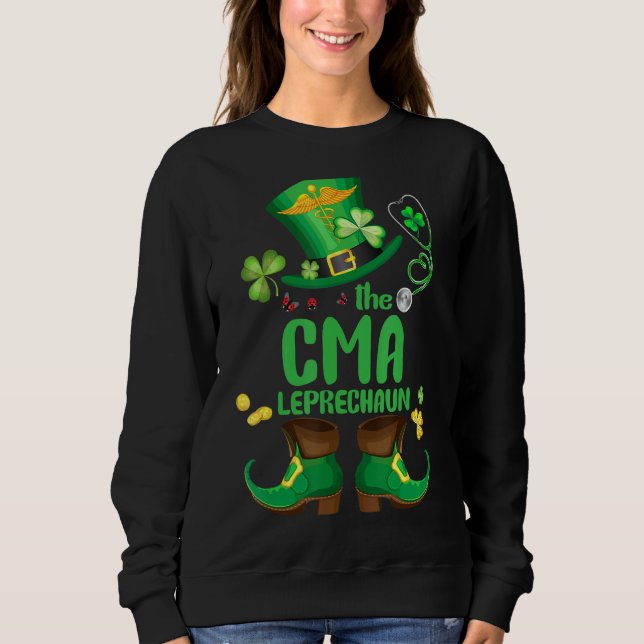 Shamrock Cma Nurse Leprechaun Funny St Patricks Da T Shirt (Framsida)