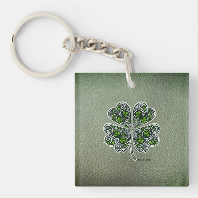Shamrock Colover St.Patrick`s Day Grön läder  (Framsidan)