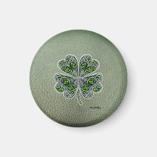 Shamrock Colover St.Patrick`s Day Grön läder Magnet
