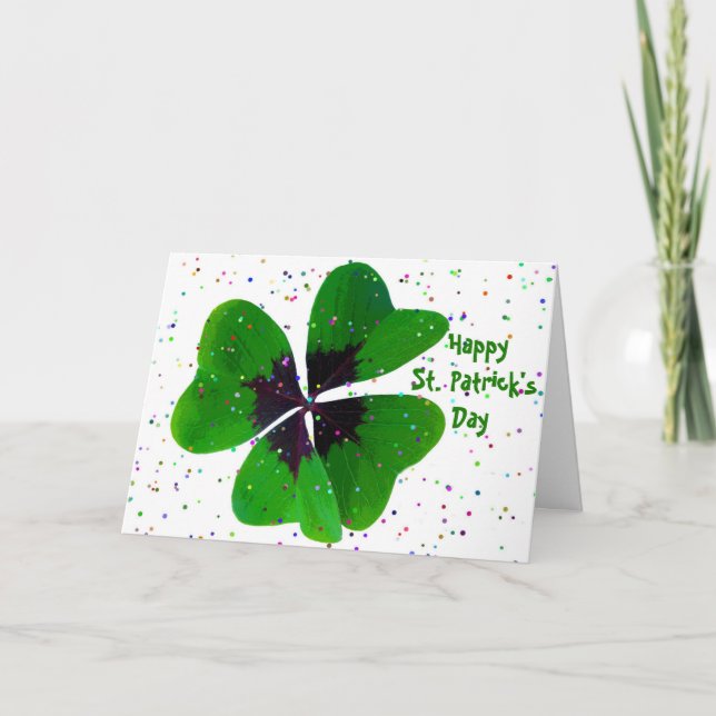 Shamrock Confetti St. Patricks Day Helgkort (Framsida)