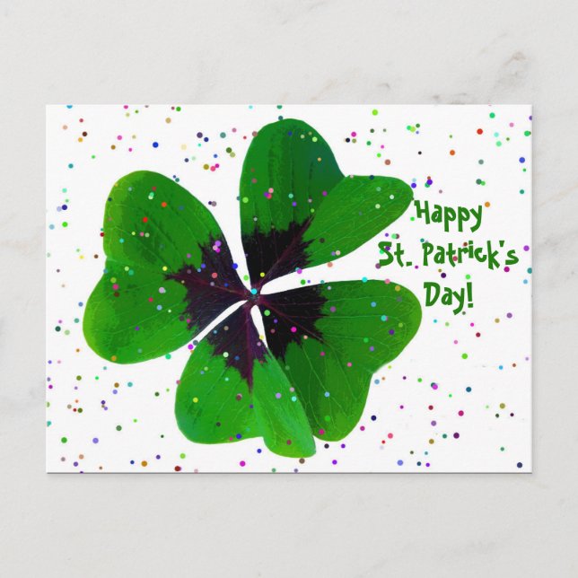 Shamrock Confetti St. Patrick's Day Postcard Vykort (Framsida)