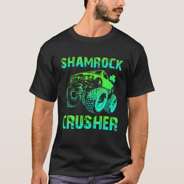 Shamrock Crusher Lastbil driver Shamrocks St. Patr T Shirt (Framsida)