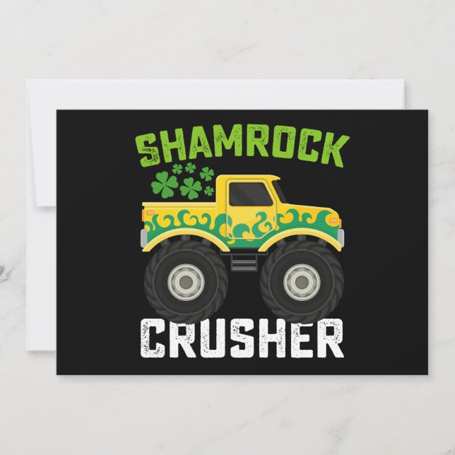 Shamrock Crusher Monster Lastbil St patrick's day Inbjudningar (Framsida)