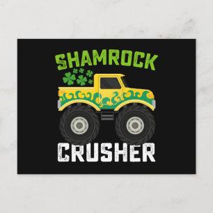 Shamrock Crusher Monster Lastbil St patrick's day Vykort