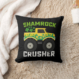 Shamrock Crusher Monster Truck St. Patricks dag Kudde