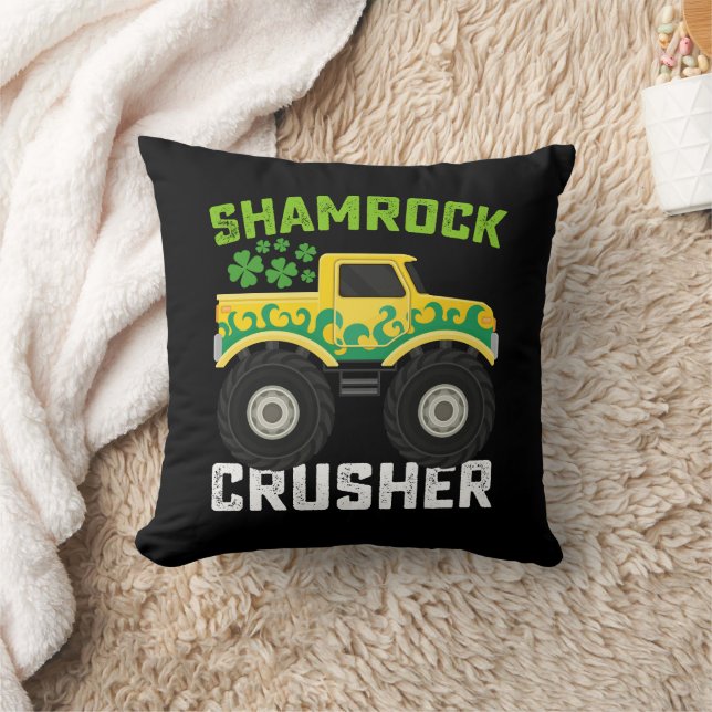 Shamrock Crusher Monster Truck St. Patricks dag Kudde (Filt)