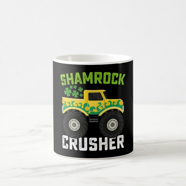 Shamrock Crusher Monster Truck St Patricks Day Kaffemugg (Center)