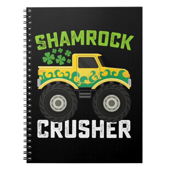 Shamrock Crusher Monstertruck Sankt Patricks dag Anteckningsbok (Framsidan)