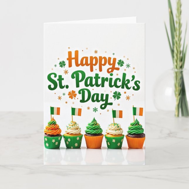 Shamrock Cupcake Mönsterkort Kort (Framsida)