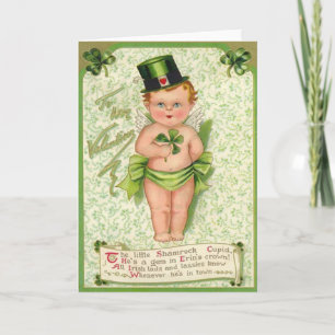 Shamrock Cupid Cherub St patrick's day Heart Kort