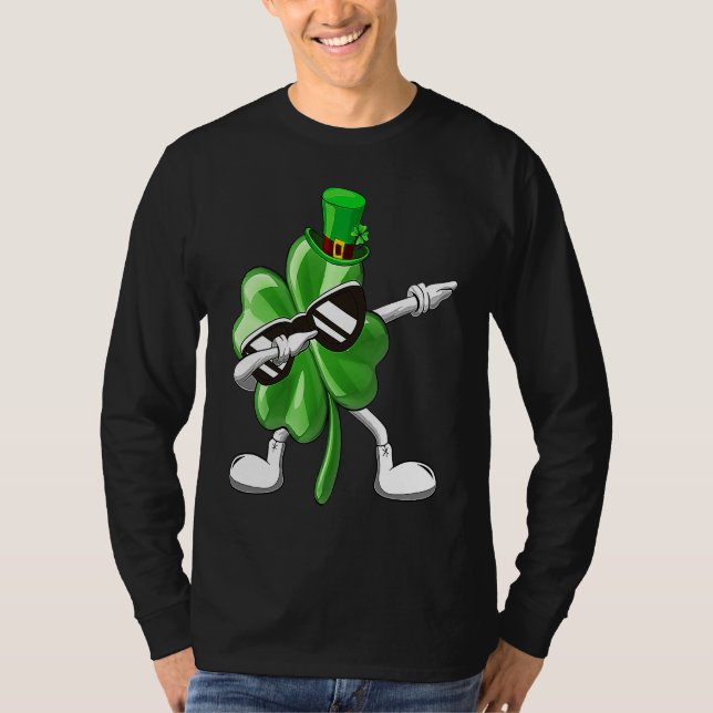 Shamrock Dabbing For Boys Kids Adult St Patrick's  T Shirt (Framsida)