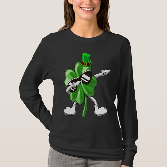 Shamrock Dabbing For Boys Kids Adult St Patrick's  T Shirt (Framsida)