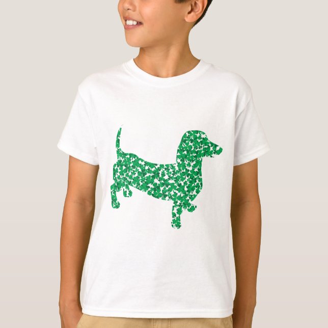 Shamrock Dachshund T-shirt (Framsida)