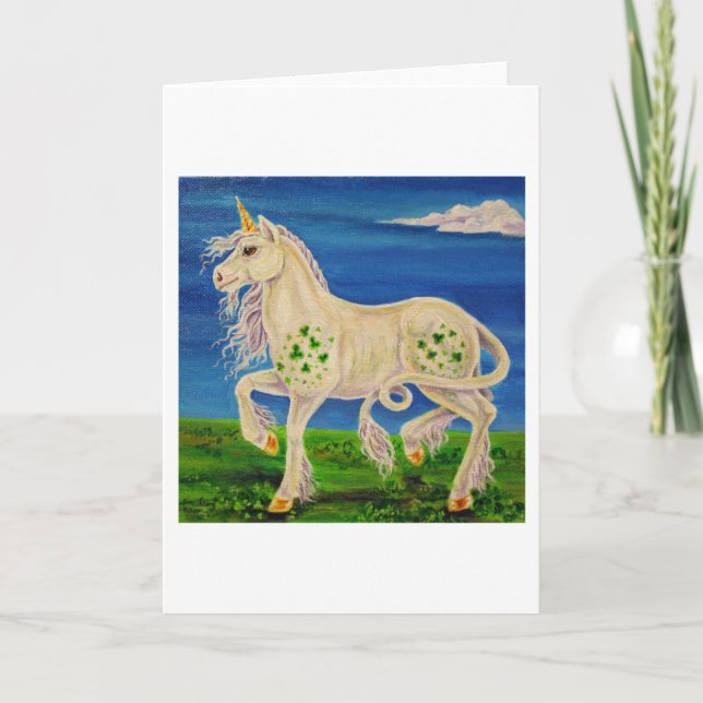 Shamrock den irländska unicornen kort (Framsida)
