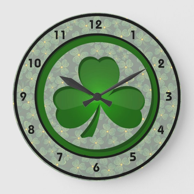 Shamrock Design Clock Stor Klocka (Framsida)