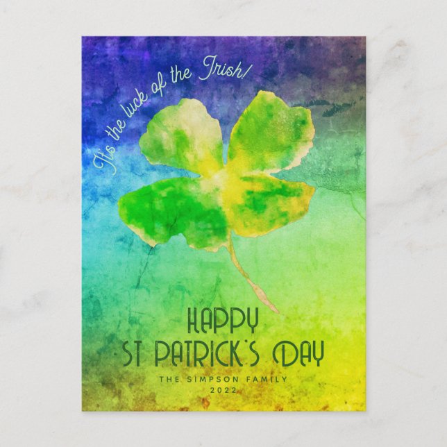 Shamrock Det är Tur i det irländska st patricks da Vykort (Framsida)