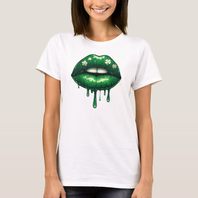 Shamrock Drip Läppar T Shirt (Framsida)