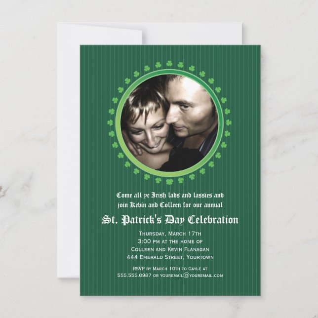 Shamrock Dubbla Porthole St patricks day Party Inbjudningar (Framsida)
