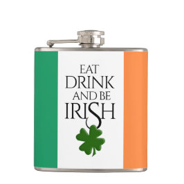 Shamrock Eat Drink och BE Irish Flagga Fickplunta