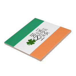 Shamrock Eat Drink och BE Irish Flagga Kakelplatta