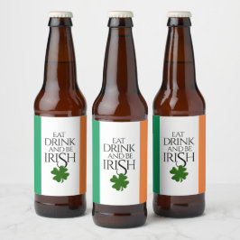 Shamrock Eat Drink och BE Irish Flagga Ölflaska Etikett