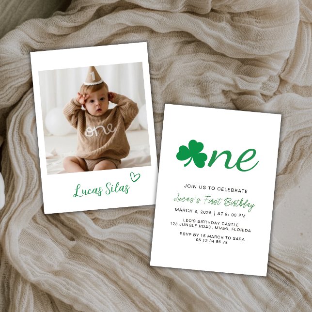Shamrock Ett Första Födelsedags Foto Inbjudan (Skapare uppladdad)