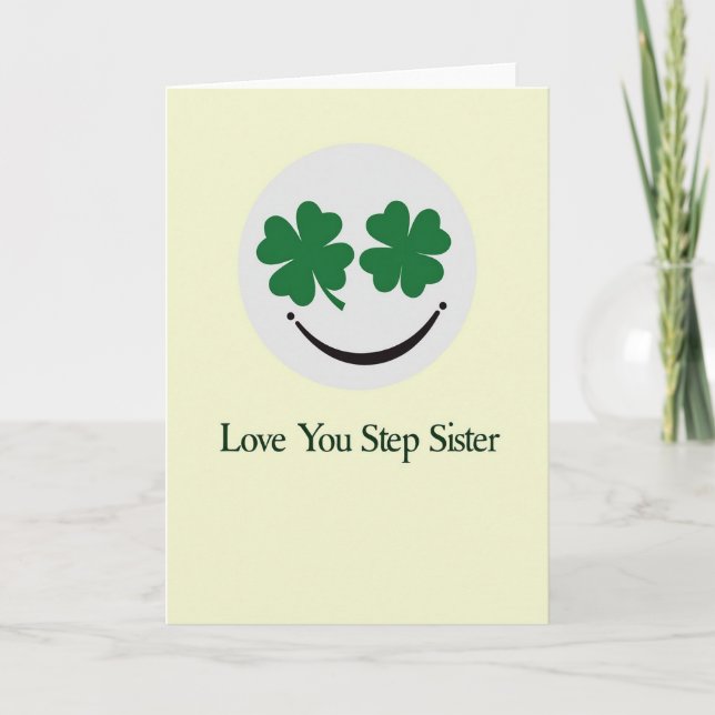 Shamrock Face Kärlek Du Systerkort Kort (Framsida)