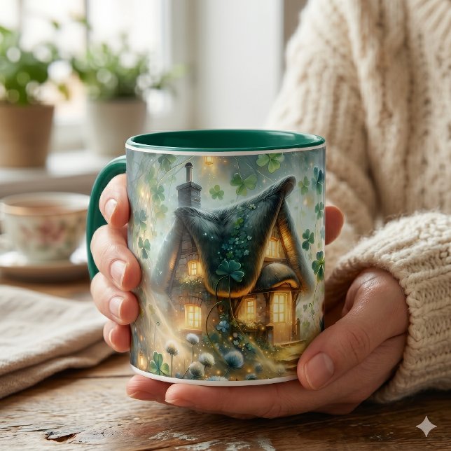 Shamrock Fairy Cottage Glow blir Mugg (Shamrock Fairy Cottage Glow Mug)