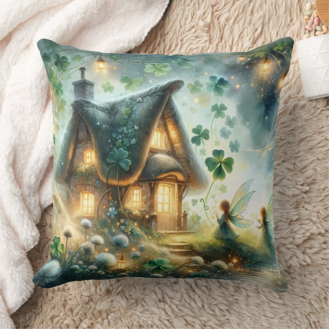 Shamrock Fairy Cottage Glow Kudde (Filt)